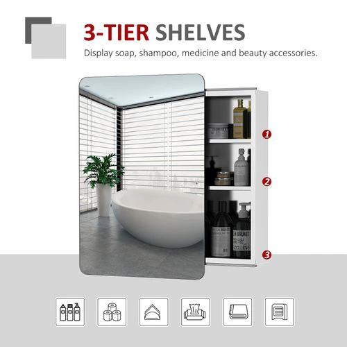 kleankin On-Wall Mounted Bathroom Storage Cabinet w/Sliding Mirror Door Steel Frame - Mirror