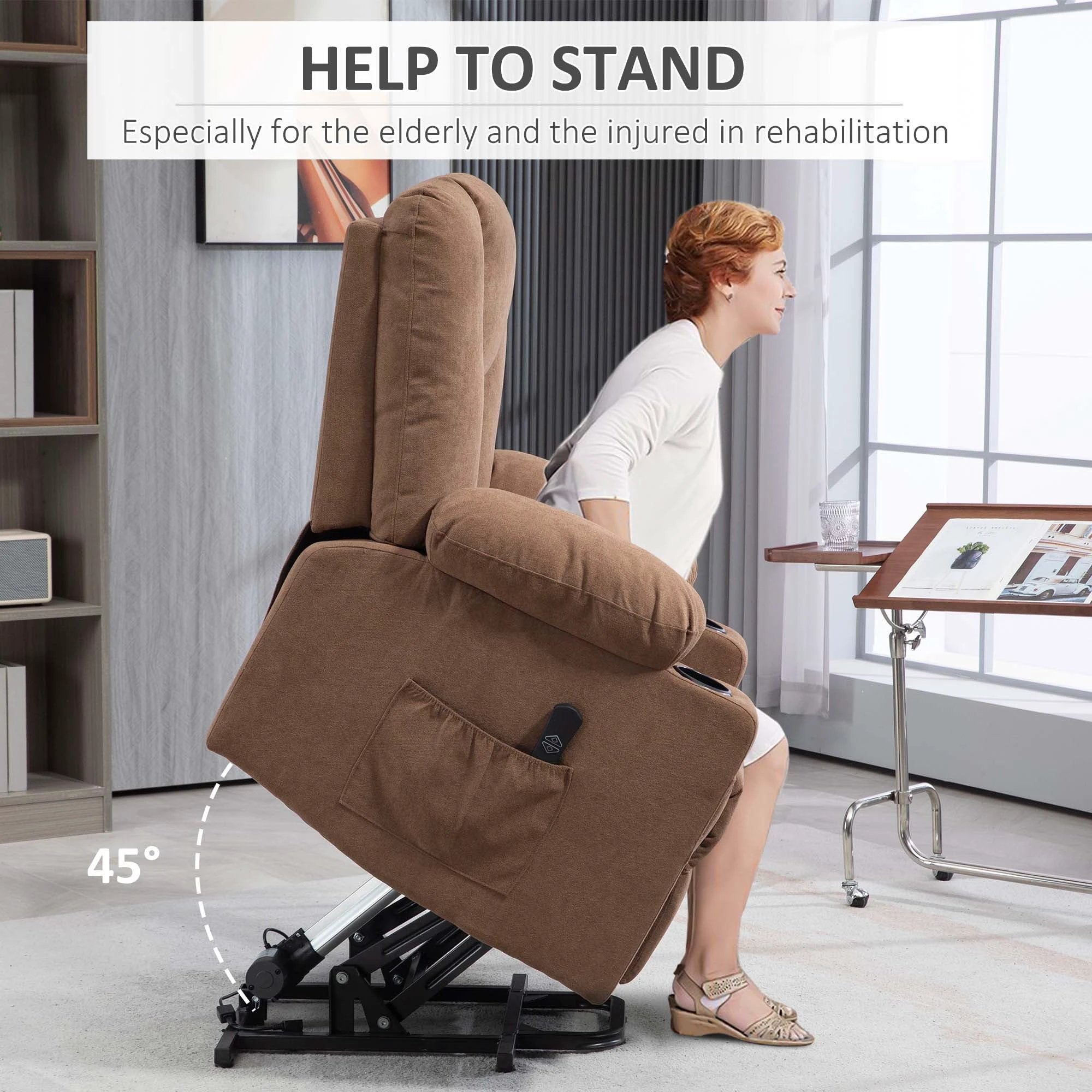 HOMCOM HOMCOM Riser and Recliner Chair w/ Remote, Lift Chair for Elderly, Light Grey - Recliner
