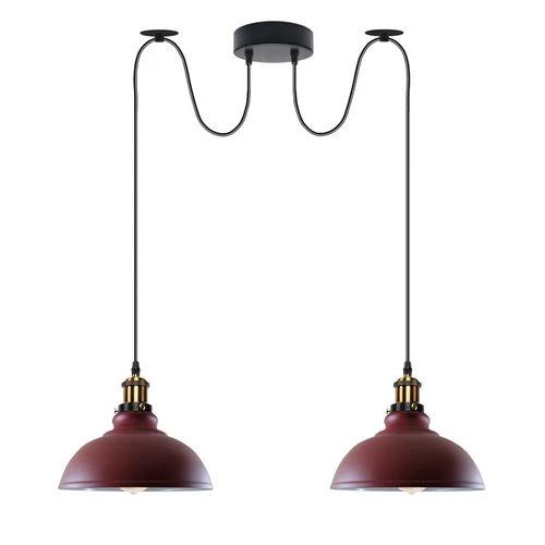 LEDSONE Burgundy Vintage 2 Way Ceiling Pendant Light Metal Industrial Style 29cm, E27 Base Hanging Pendant Lamp - Pendant Lights