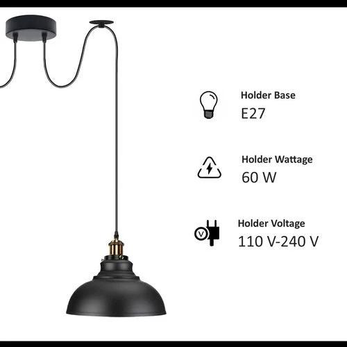 LEDSONE Burgundy Vintage 2 Way Ceiling Pendant Light Metal Industrial Style 29cm, E27 Base Hanging Pendant Lamp - Pendant Lights