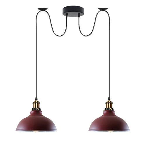 LEDSONE Burgundy Vintage 2 Way Ceiling Pendant Light Metal Industrial Style 29cm, E27 Base Hanging Pendant Lamp - Pendant Lights