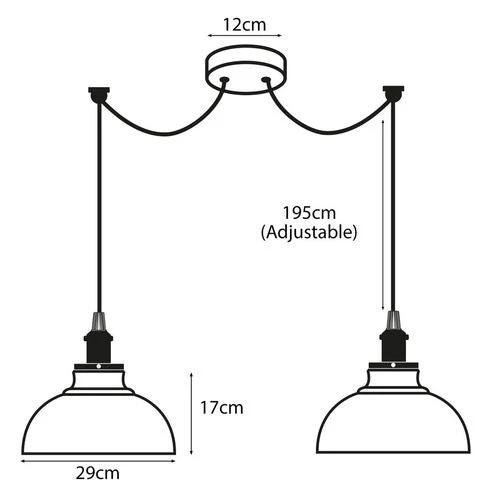 LEDSONE Burgundy Vintage 2 Way Ceiling Pendant Light Metal Industrial Style 29cm, E27 Base Hanging Pendant Lamp - Pendant Lights