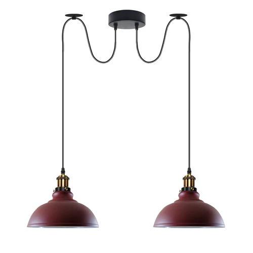 LEDSONE Burgundy Vintage 2 Way Ceiling Pendant Light Metal Industrial Style 29cm, E27 Base Hanging Pendant Lamp - Pendant Lights