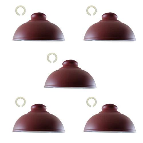 5 Pack vintage curvy shape burgundy lamp shade easy fit E27 base screw type industrial metal 29cm lamp light shades by LEDSONE