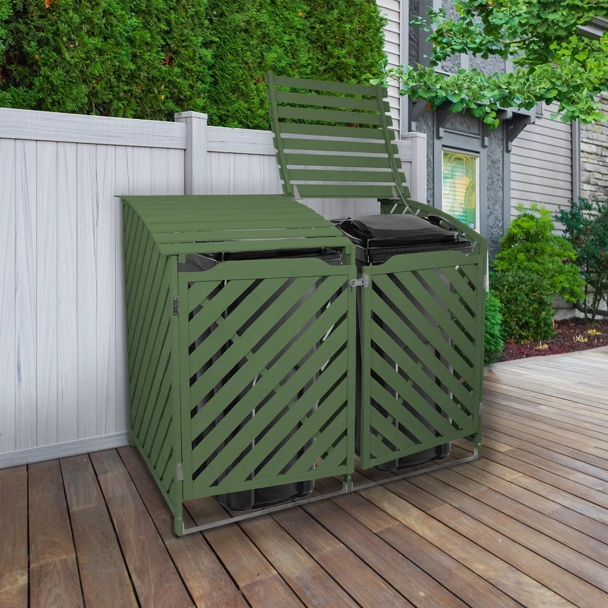 Sage Green Double Wheelie Bin Storage by Monster Shop