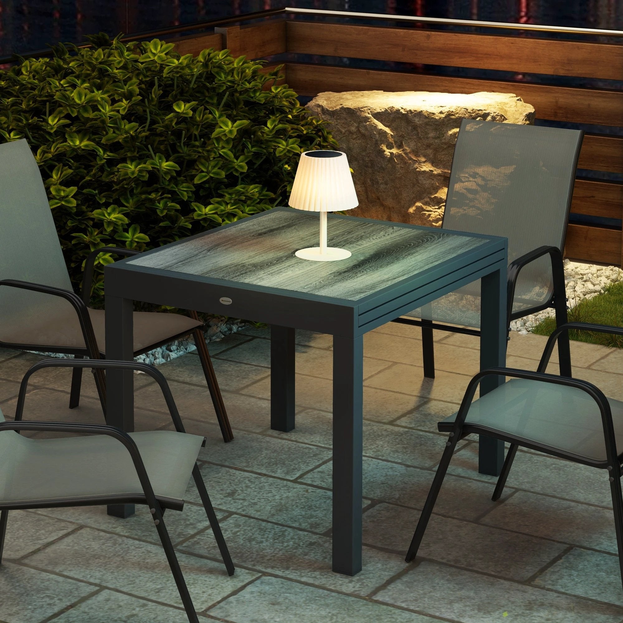 Outsunny Outsunny Extendable Outdoor Dining Table Aluminium Rectangle Patio Table Grey - Garden Table
