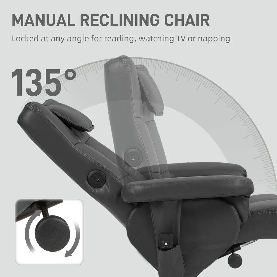 HOMCOM Massage Recliner Chair with Footstool and Hidden Storage - Recliner