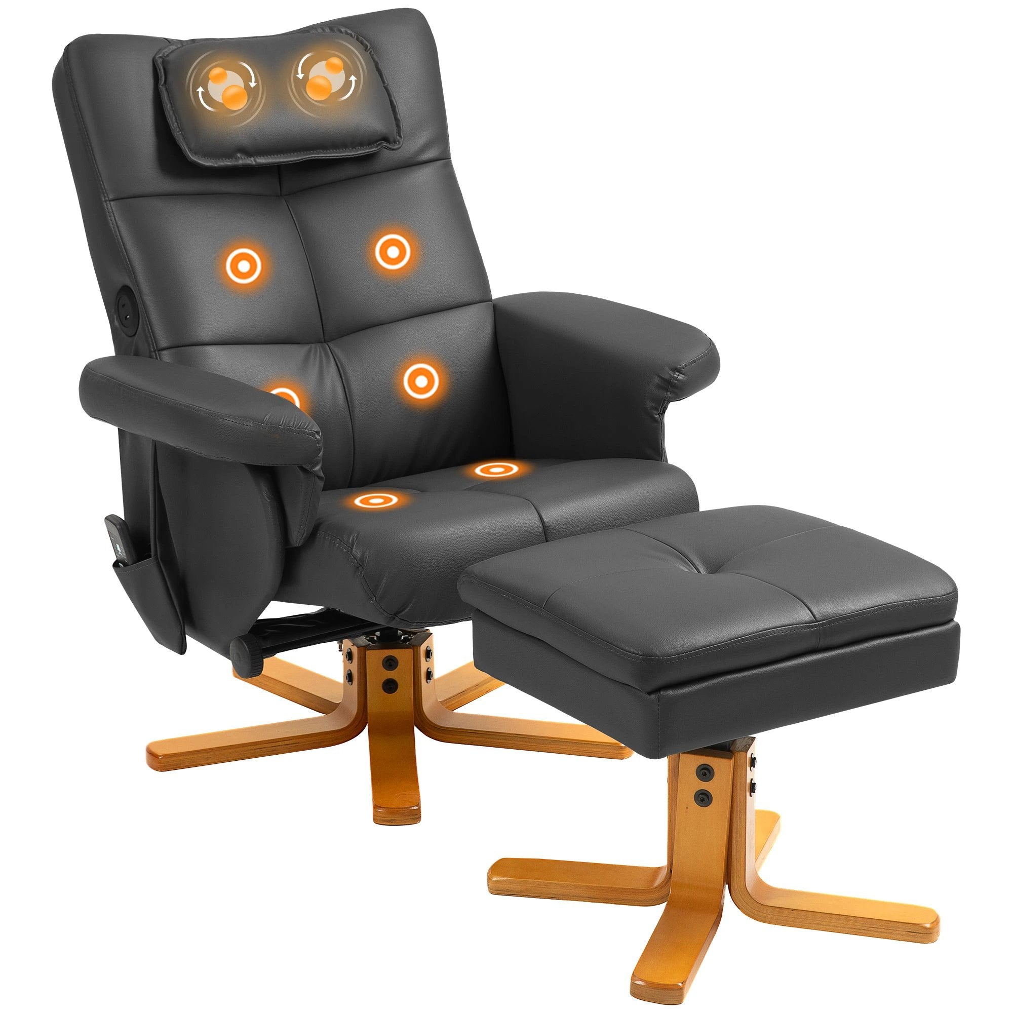 HOMCOM Massage Recliner Chair with Footstool and Hidden Storage - Recliner