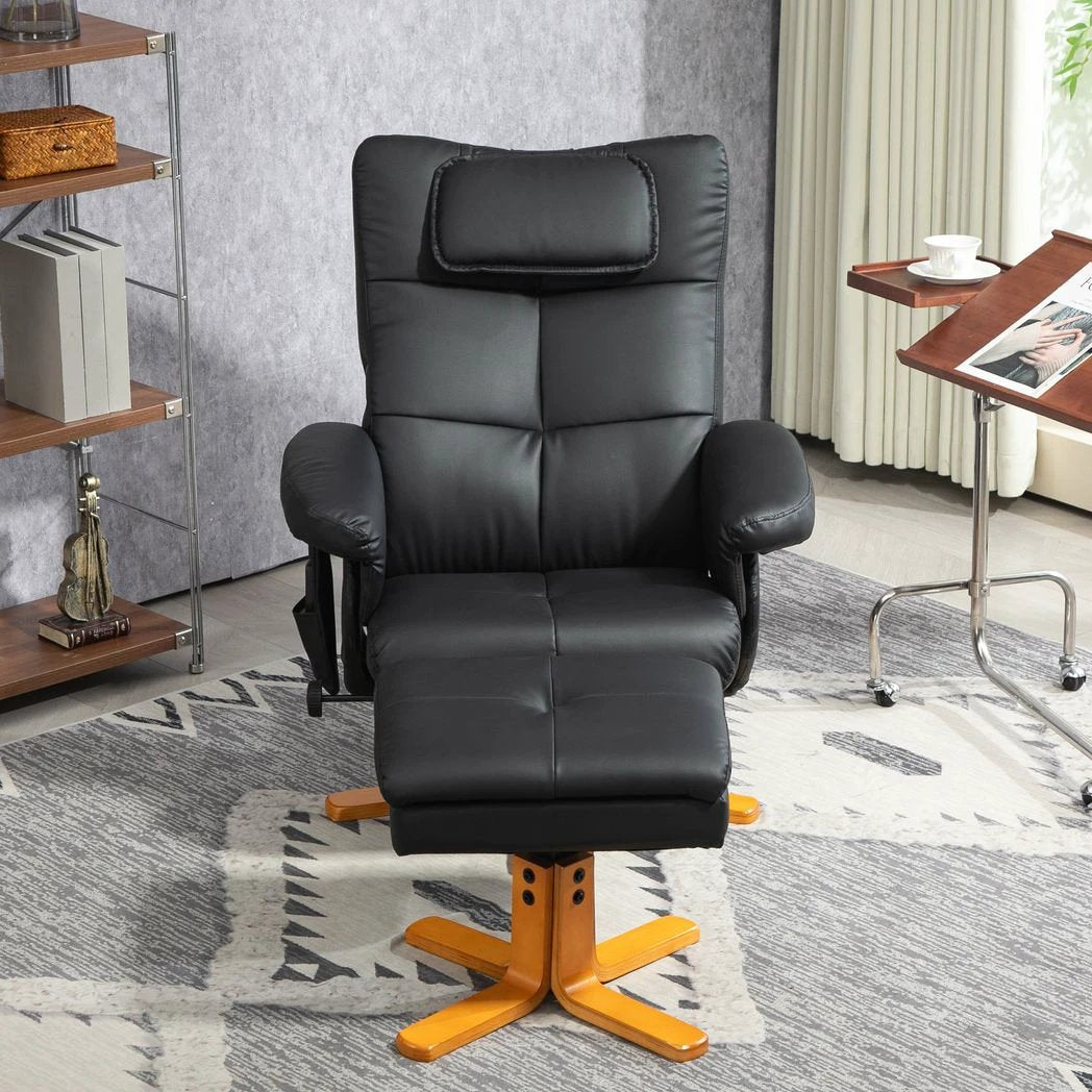 HOMCOM Massage Recliner Chair with Footstool and Hidden Storage - Recliner