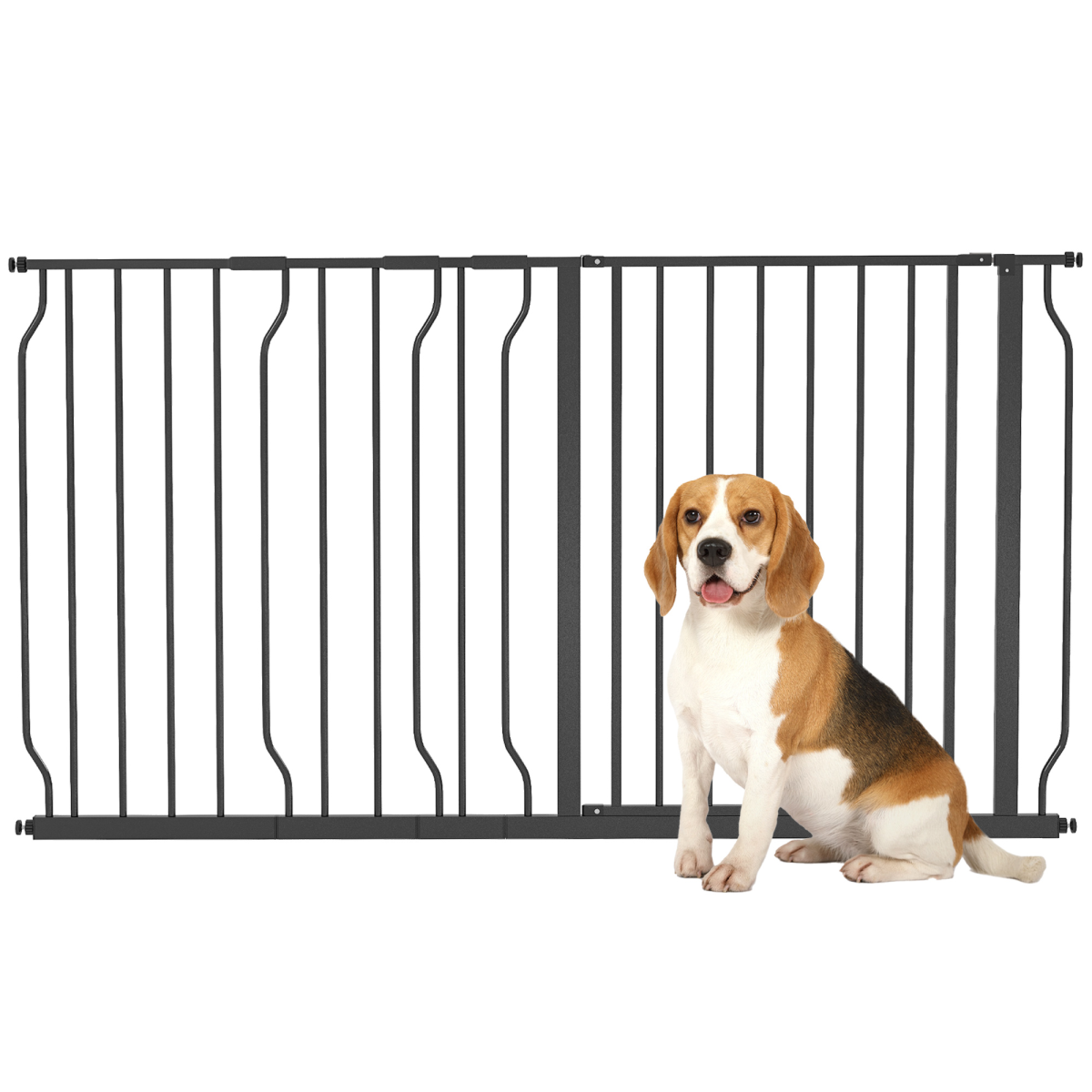 Pet Safety Gate Dog Barrier W/ Door Pressure Fit for Doorways, 75-145W cm, Black - from PawHut