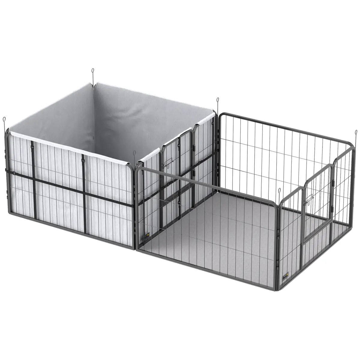 PawHut 7 Panel Whelping Box for Dogs and Puppies, Dog Playpen with Pee Pads - Pet Playpen
