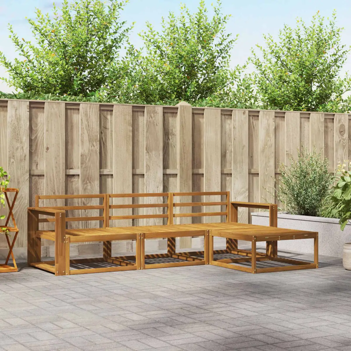 vidaXL vidaXL Outdoor Sofa Set 4 pcs Natural Solid Acacia Wood - Garden Sofa Sets