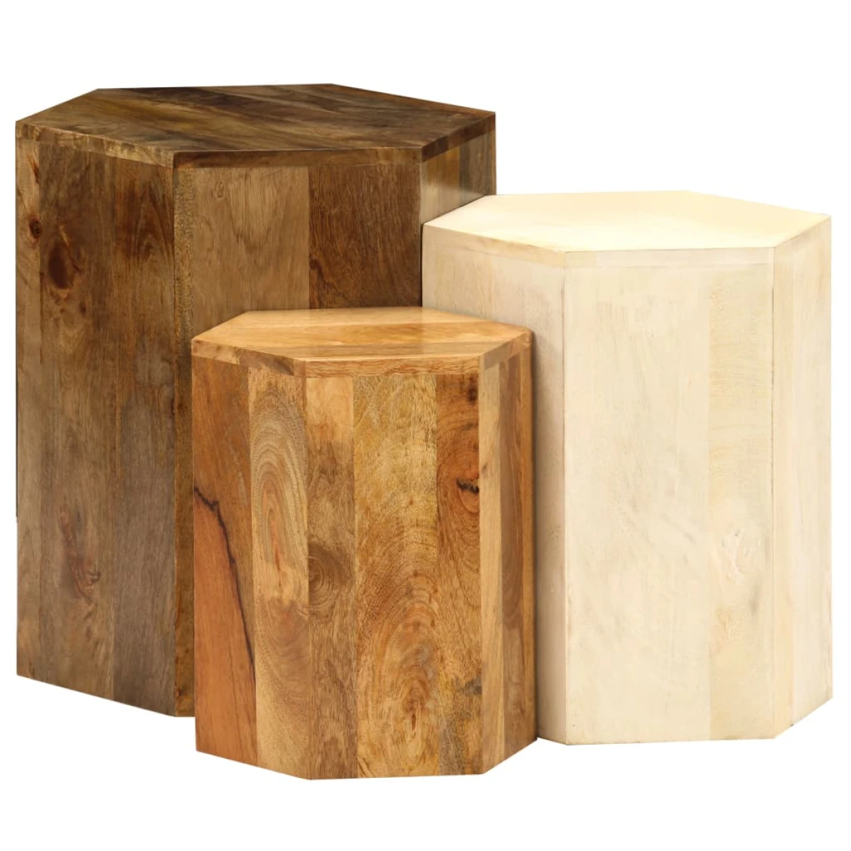 VidaXL Three Piece Coffee Table Set Solid Mango Wood With Vintage Charm For Living Room by vidaXL