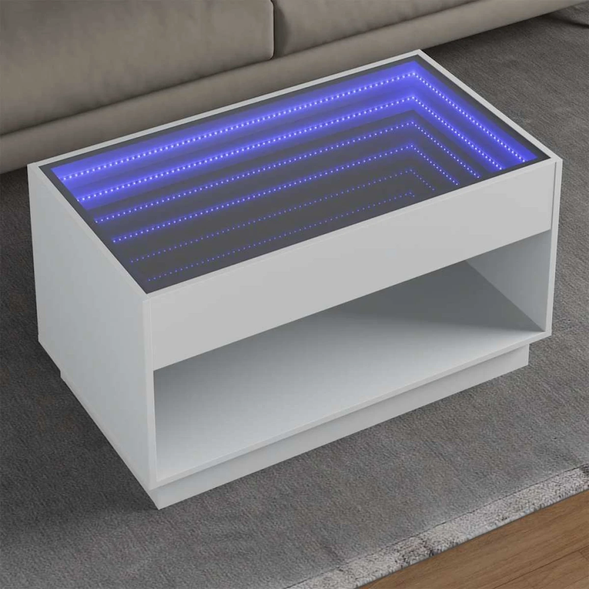 vidaXL Coffee Table 90x50x50 cm Infinity LED Mirror for Modern Living Room Decor by vidaXL