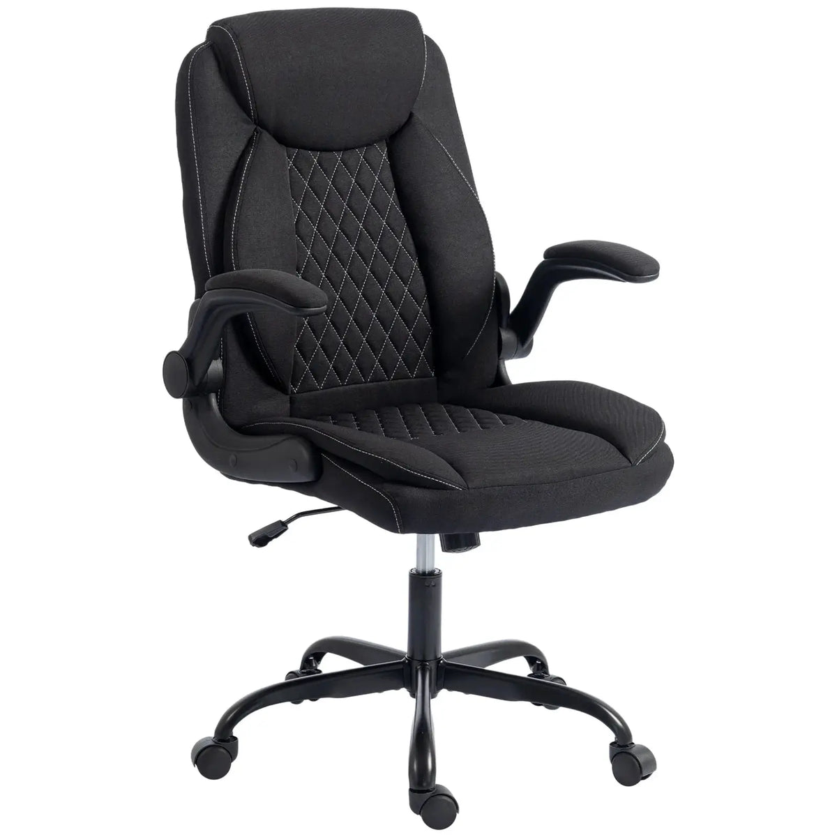HOMCOM Linen-Look Computer Desk Chair, Executive Office Chair with Flip-Up Armrests and Thick Cushion, Black - from HOMCOM