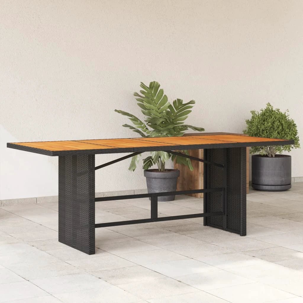 vidaXL Garden Table with Acacia Wood Top Grey 190x80x75 cm Poly Rattan by vidaXL