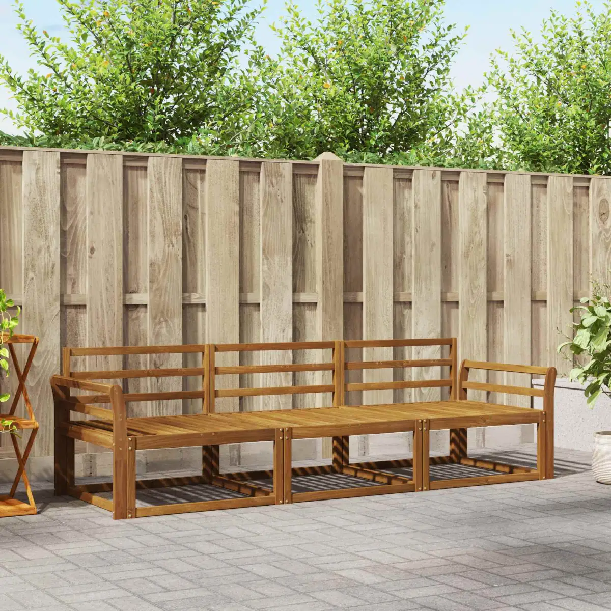 vidaXL vidaXL Outdoor Sofa Set 3 pcs Natural Solid Acacia Wood - Garden Sofa Sets