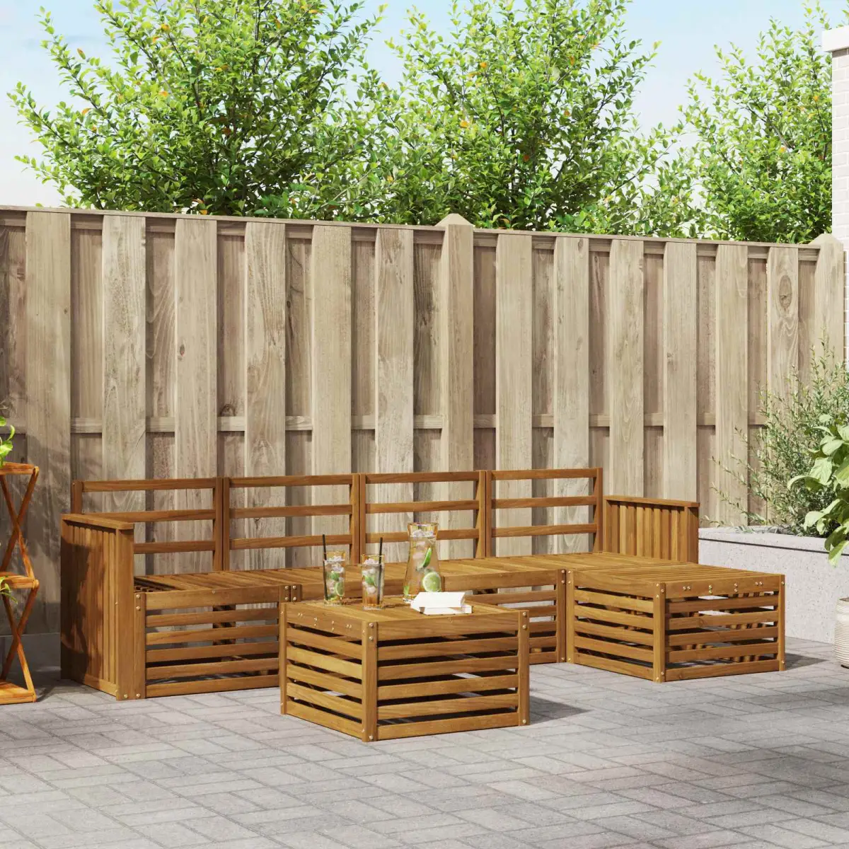 vidaXL vidaXL Outdoor Sofa Set 6 pcs Natural - Garden Sofa Sets