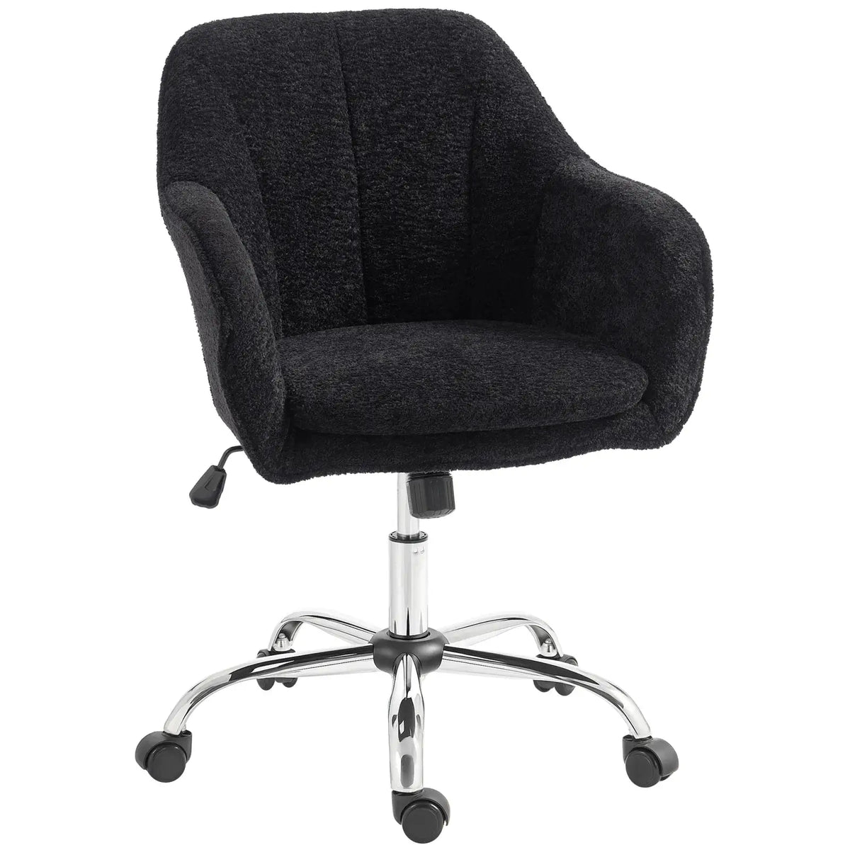 HOMCOM Modern Makeup Vanity Chair, Snow Flannel Office Chair with Tub Back, Black - from HOMCOM