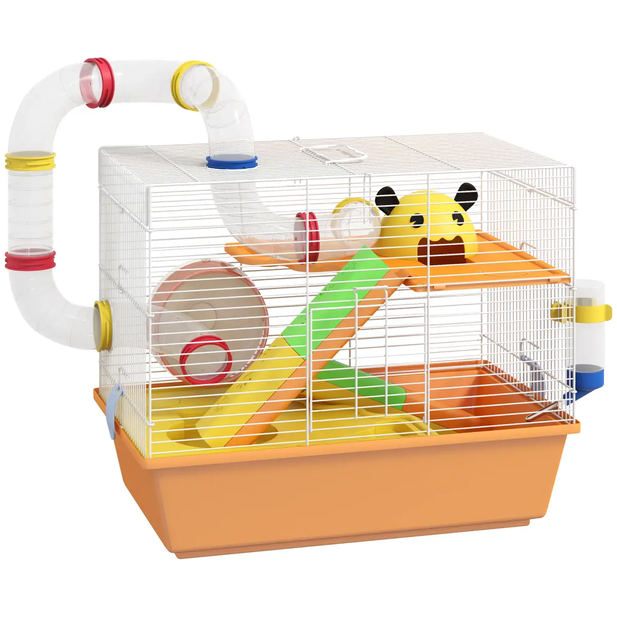 PawHut PawHut Hamster Cage, 3 Tiers Gerbil Cage for Dwarf Hamsters with Tubes, Ladder - Pet Cage