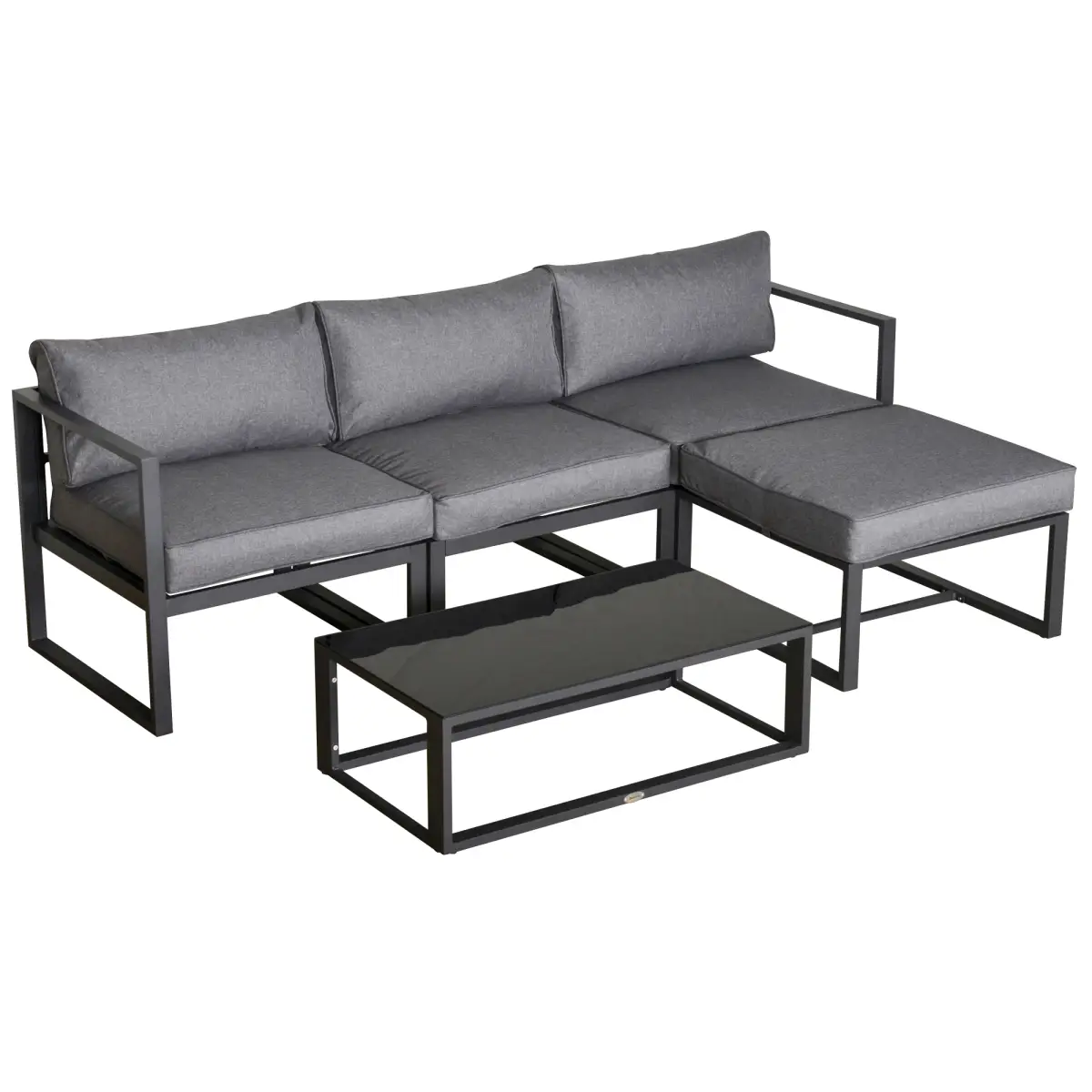 Outsunny Outsunny 5-Piece Outdoor Patio Set Padded Cushion Coffee Table Aluminum Tube - Garden Set
