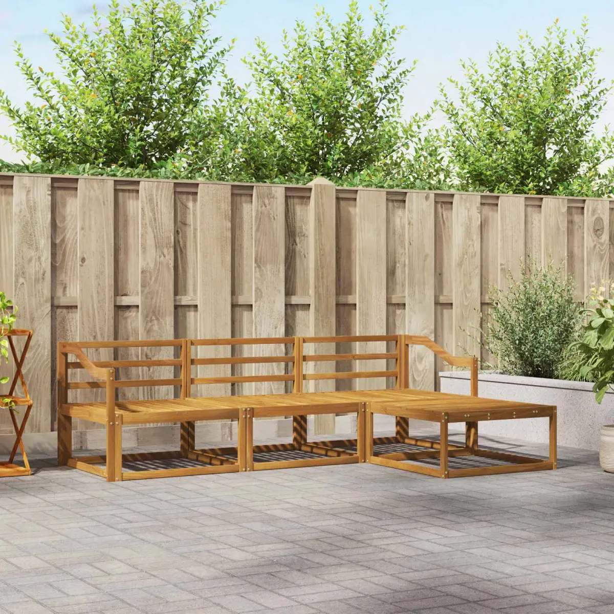 vidaXL vidaXL Outdoor Sofa Set 4 pcs Natural Solid Acacia Wood - Garden Sofa Sets