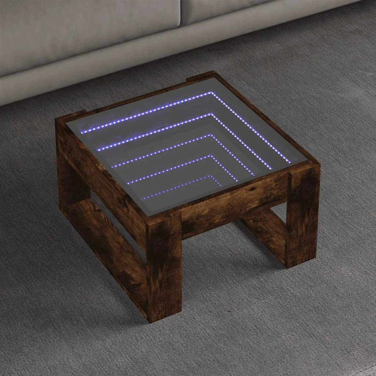 vidaXL vidaXL Coffee Table 50x53x30 cm with Infinity LED Mirror Smoked Oak for Living Room - Coffee Table