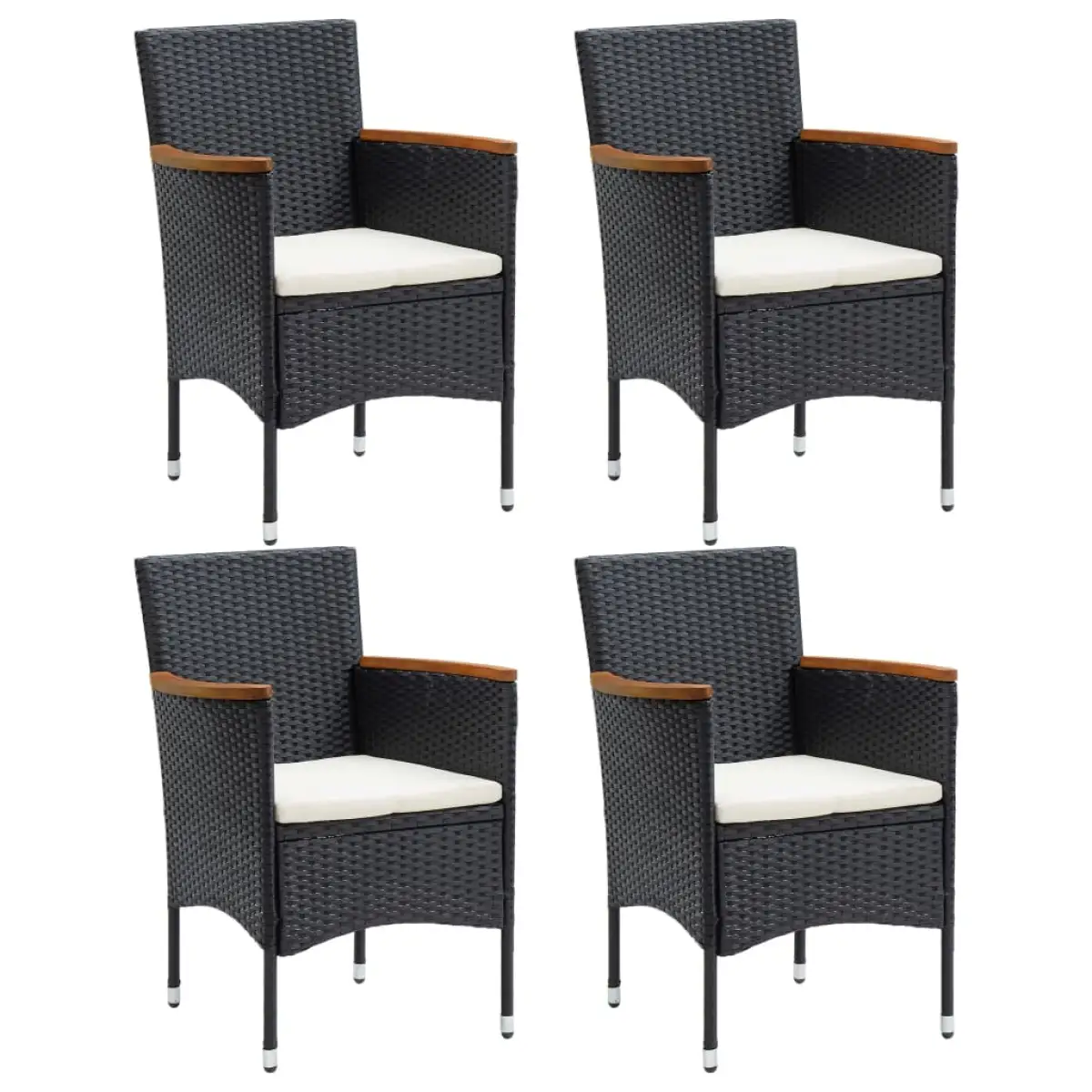 vidaXL vidaXL Garden Dining Chairs 4 pcs Poly Rattan Black - Garden Chairs