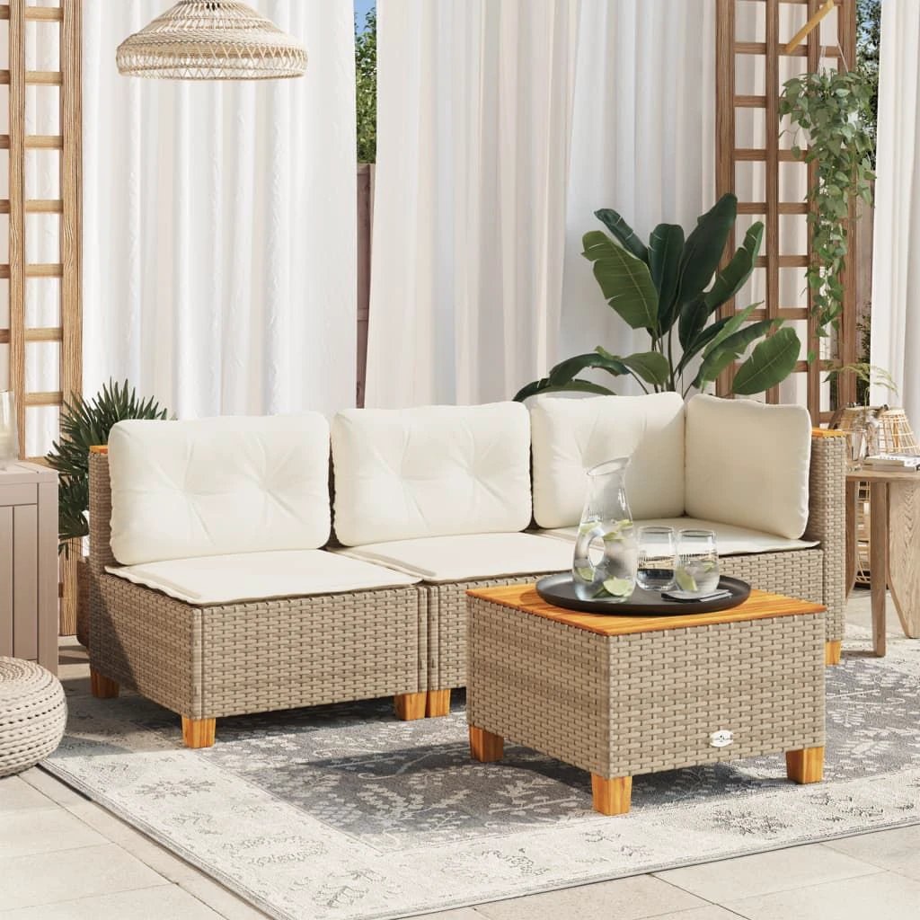 vidaXL vidaXL Garden Table Black 55x55x36 cm Poly Rattan Acacia Wood - Garden Table