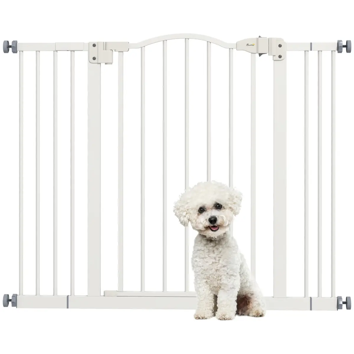 PawHut PawHut 74-100cm Adjustable Metal Pet Gate Safety Barrier w/ Auto-Close White - Pet Gate