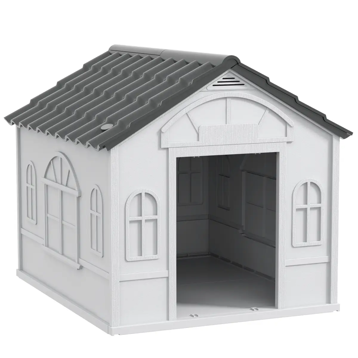 PawHut PawHut Weather-Resistant Dog House, Puppy Shelter for Medium Dogs - Grey - Dog Kennel