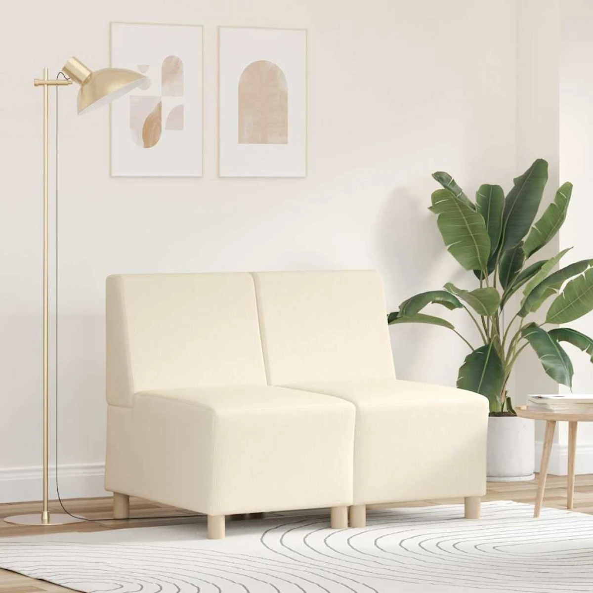 vidaXL VidaXL Modular Sofa Unit 55x74x82 Cream Corduroy LivingRoom - Sofa