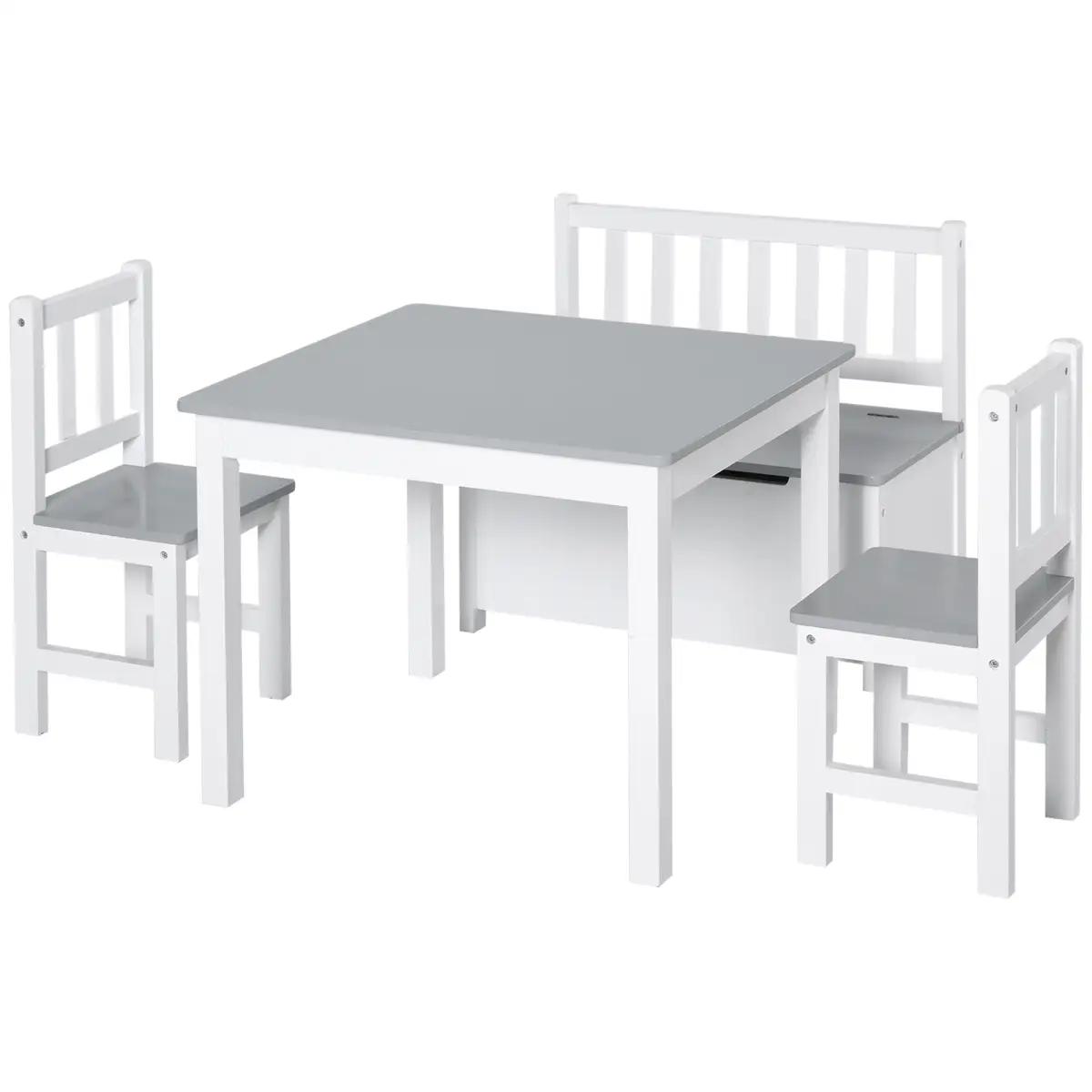 Unbranded 4-Piece Set Kids Wood Table Chair Bench Storage Function for 3 Years+ HOMCOM - Garden Set