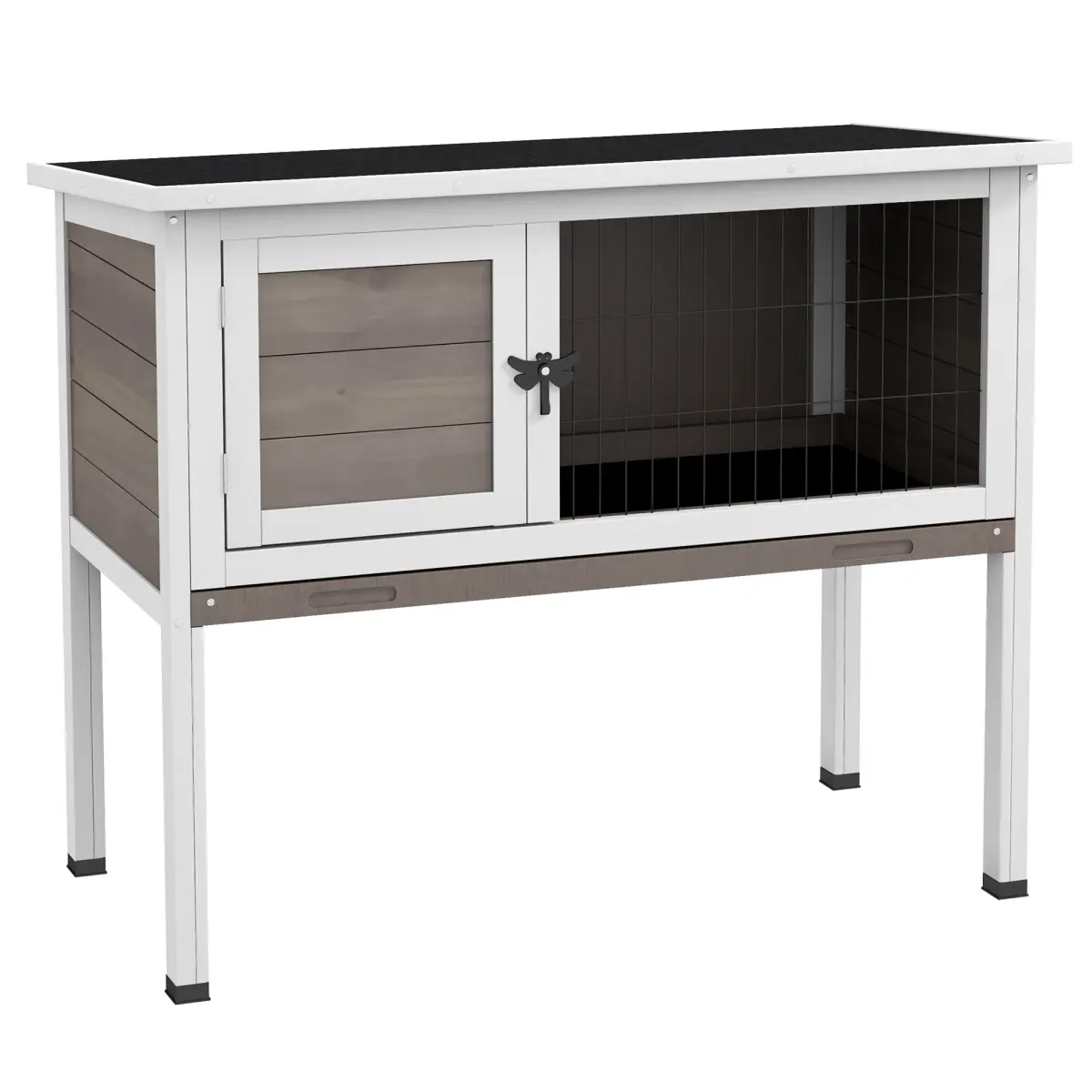 PawHut Pawhut Large Elevated Indoor Outdoor Wooden Rabbit Hutch w/ Asphalt Roof, Tray - Rabbit Hutch