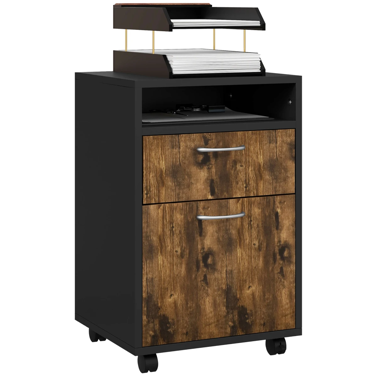 HOMCOM HOMCOM Storage Cabinet 60cm Drawer OpenShelf Home - Bedside Table