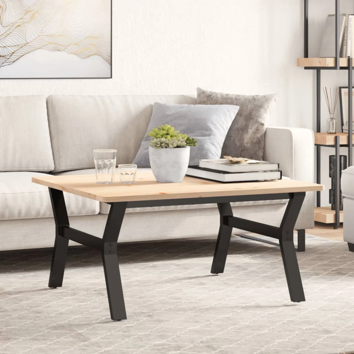 vidaXL VidaXL Coffee Table Legs Y Frame 80x70x43 Cm Powder Coated Steel For DIY Industrial Tables - Coffee Table
