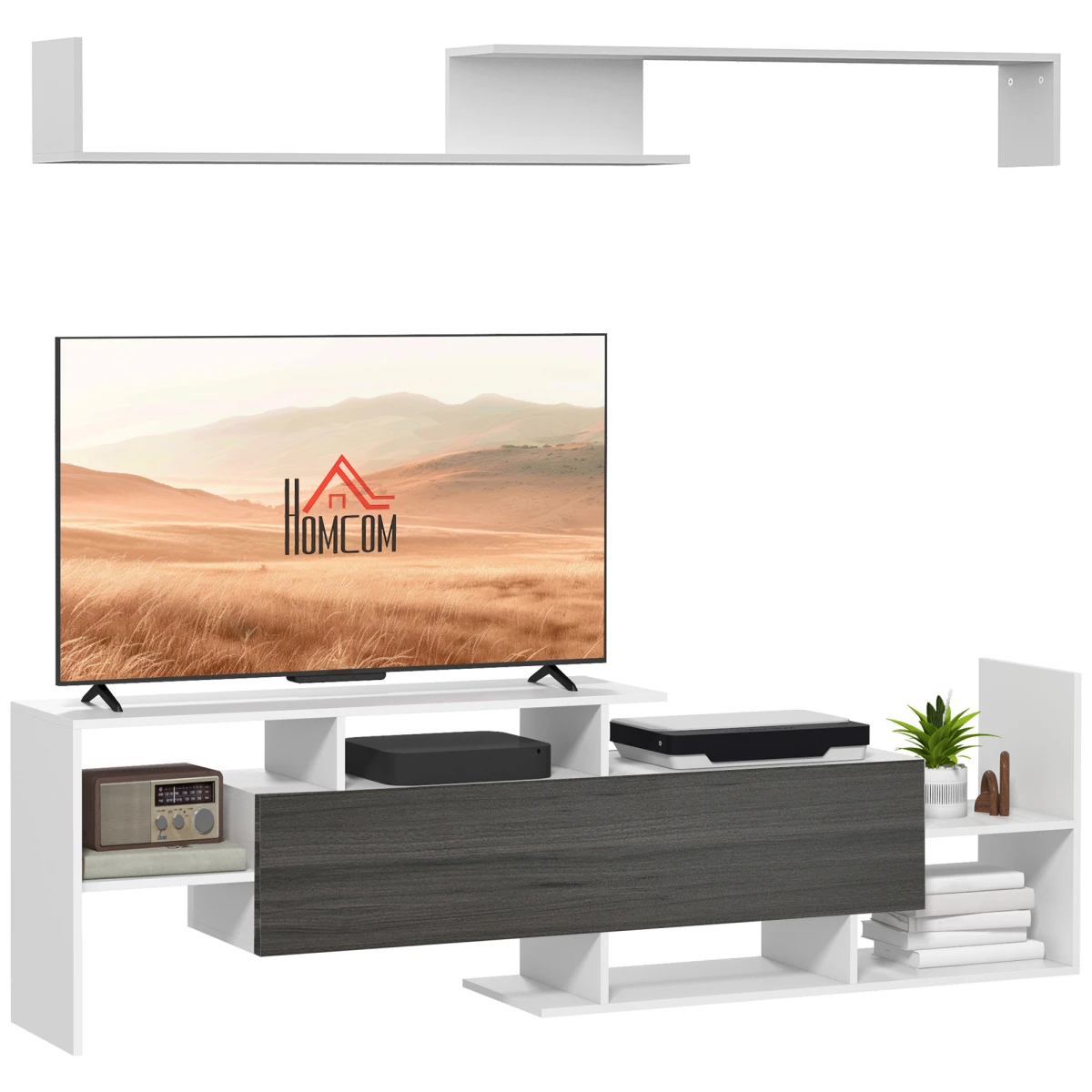 HOMCOM TV Cabinet Living Room Open Shelves Hidden Cabinet by Homcom