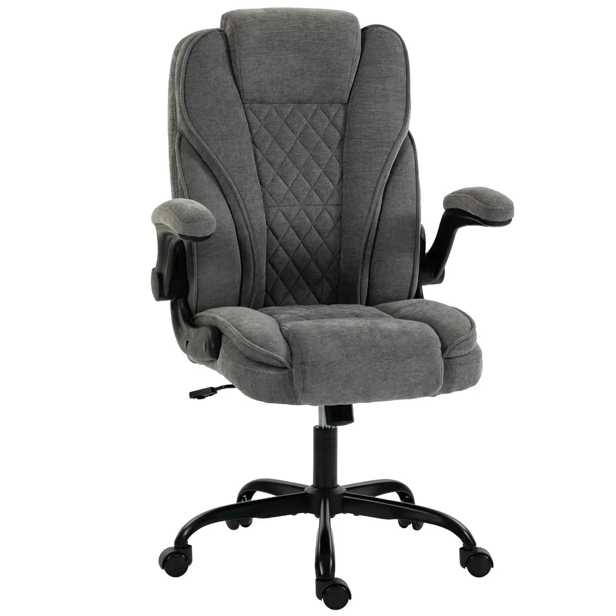 HOMCOM Office Chair, Ergonomic Desk Chair with Flip-up Armrest, Pocket Springs, Swivel Wheels, Adjustable Height, Grey - from HOMCOM