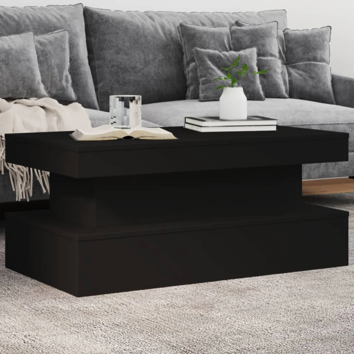 VidaXL Coffee Table 90x50x40 cm LED Lights Modern Living Room Decor Engineered Wood by vidaXL
