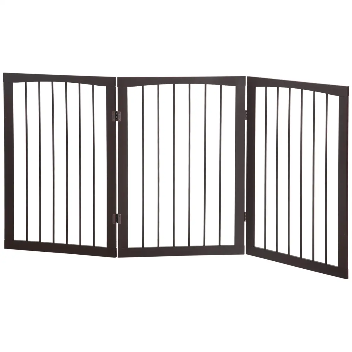 Pawhut Folding Pet Gate Dog Fence Child Safety Indoor Durable Free Standing Pine Wood - Pet Gate