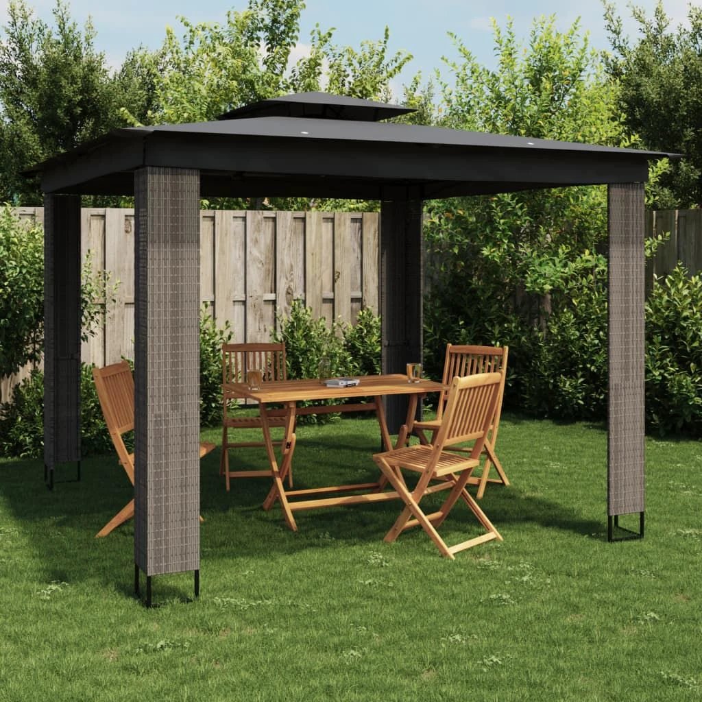 vidaXL Gazebo with Double Roof Cream 2.94x2.94 m Steel by vidaXL