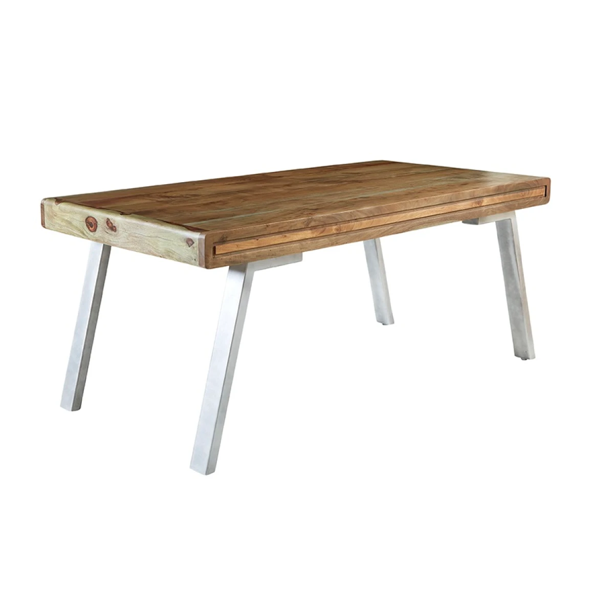 Aspen Handcrafted Dining Table Medium Solid Wood With Reclaimed Metal Two Tone Finish For Home Dining by Indian Hub