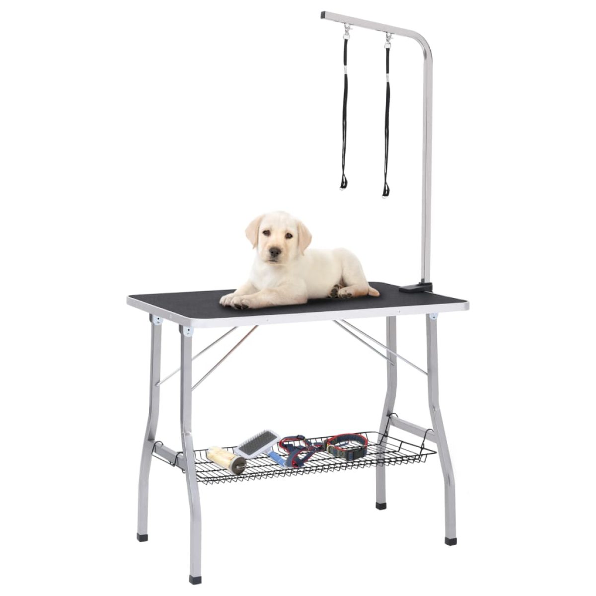 vidaXL Adjustable Dog Grooming Table with 2 Loops and Basket - from vidaXL