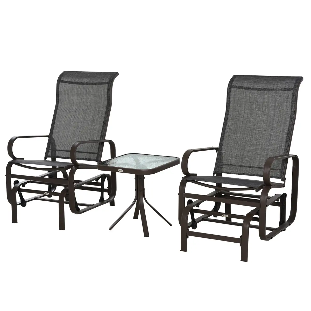 Outsunny 3 piece Outdoor Swing Chair with Tea Table Set, Patio Garden Rocking Furniture - Hammocks