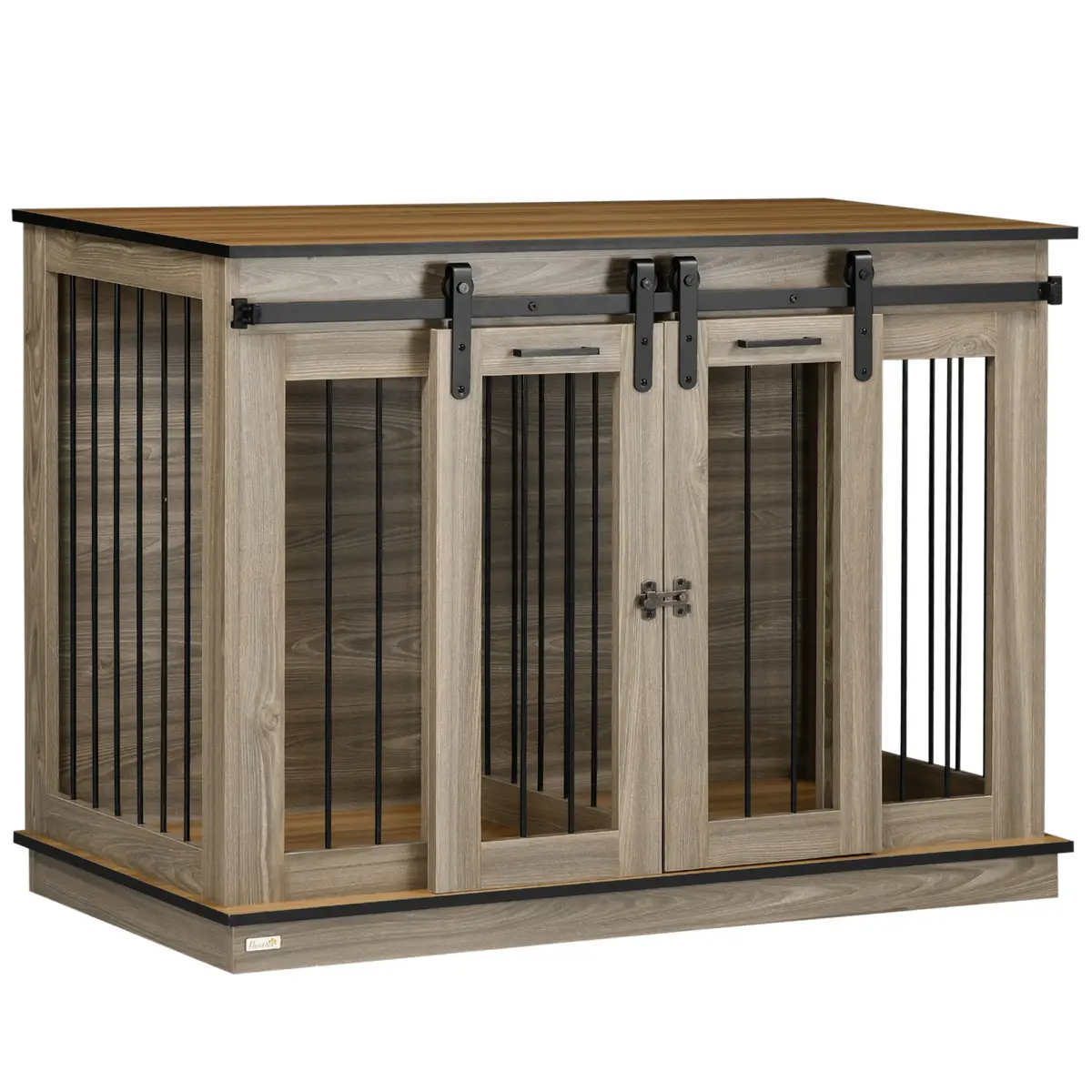 PawHut PawHut Dog Crate for Large Dogs, Double Dog Cage for Small Dog, Oak Tone - Dog Crate