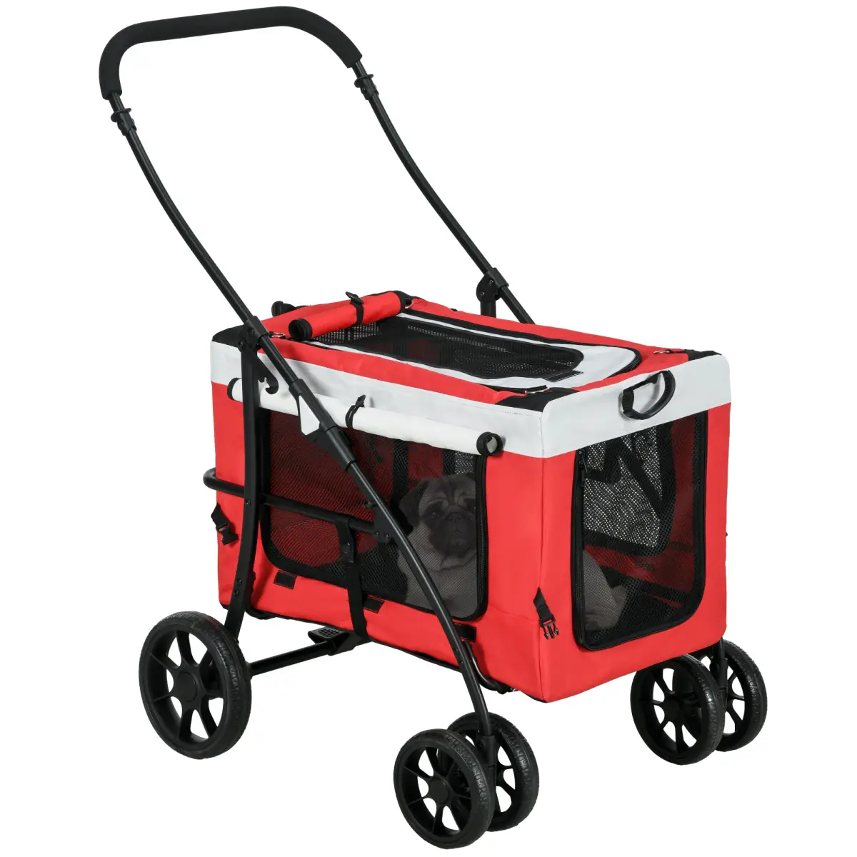 PawHut PawHut Foldable Pet Stroller w/ Detachable Carrier, Soft Padding - Red - Pet Carrier