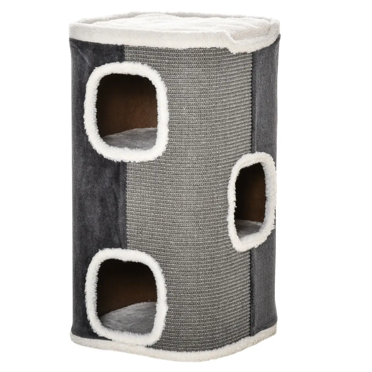 PawHut Cat Barrel Kitten Tree Tower Sisal Scratching Furniture Climbing Frame - Scratching Posts