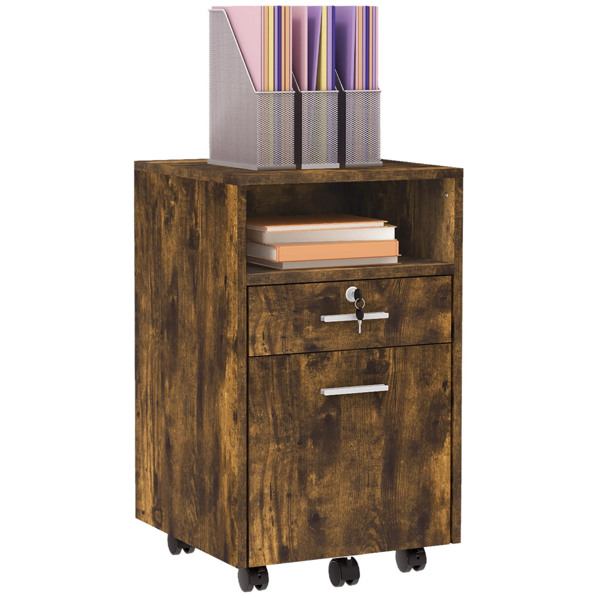 Vinsetto Vinsetto Mobile File Cabinet Lockable 5 Wheels - Filing Cabinet