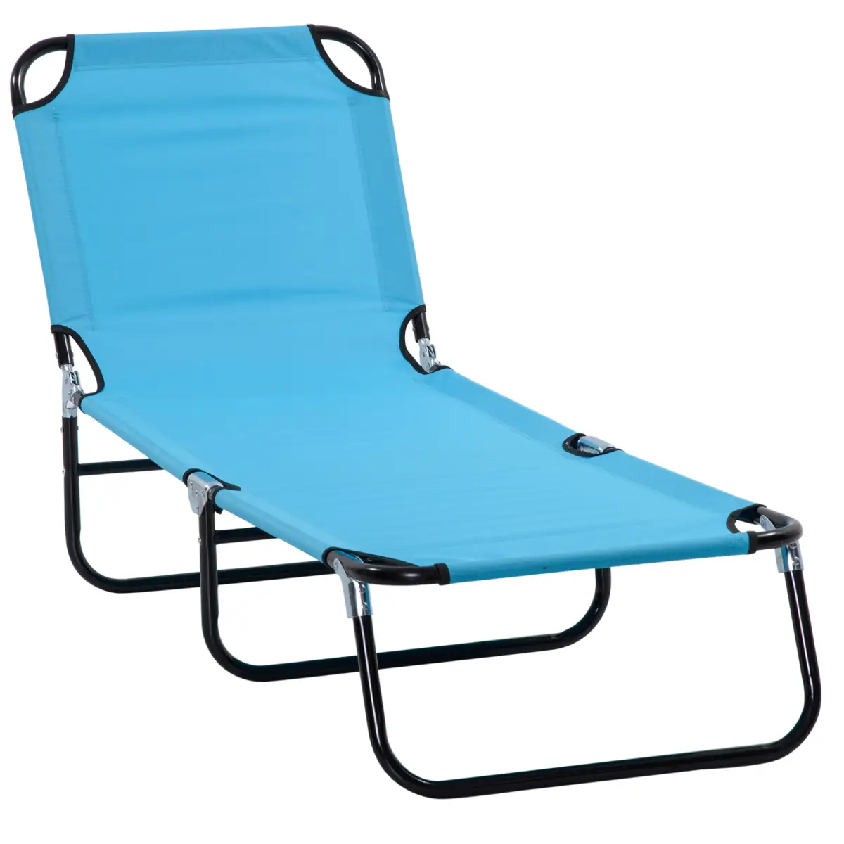 Outsunny Outsunny Reclining Lawn Chaise Lounge Folding Chair Adjustable Backrest, Blue - Sun Lounger