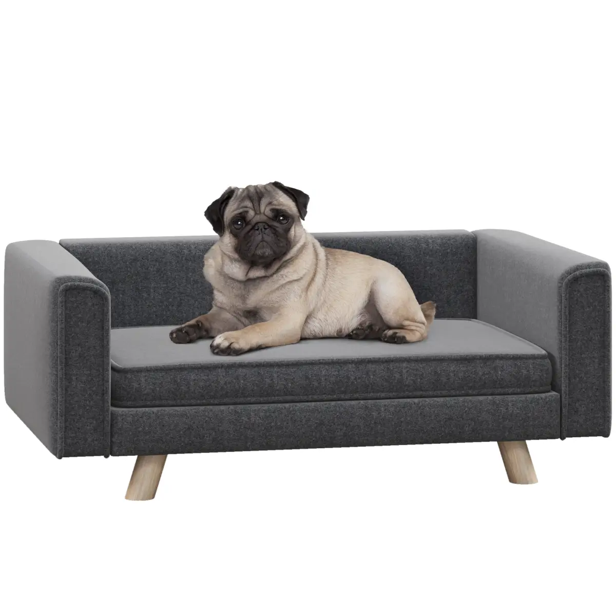 PawHut PawHut Elevated Dog Sofa Bed with Cushion for Medium and Small Dogs, Grey - Dog Beds